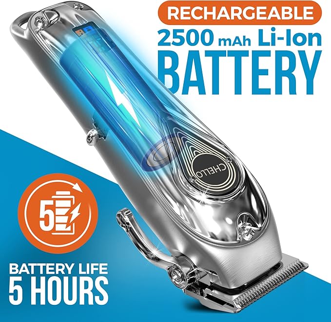 Full Metal Professional Dog Clippers for Grooming, Rechargeable, Low Noise Cordless, Pet Hair Clippers for Large Dogs, Heavy Duty Use with LED Display-PurrikoPets