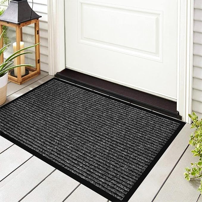 Durable Front Door Mat, Heavy Duty Indoor Outdoor Doormat, 48” x 36” Low Profile Outdoor Mats for Home Entrance, Stain and Fade Resistant Shoe Scraper Mat, Ideal for High Traffic Area-PurrikoPets