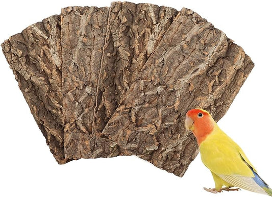 4 Pack Cork Bark Perch for Bird, 11.8 × 7.9 inch Natural Parrot Chewing Toys, Birdcage Background Decor Accessories, Bark Toy for Budgie Parakeet Cockatiel Lovebirds Conures Hamster Guinea Pig Rat-PurrikoPets