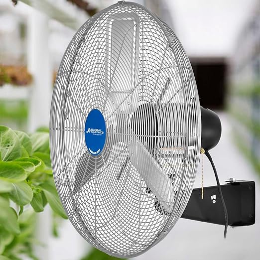 Global Industrial Deluxe Wall Mount Fan, 30" Diameter, Fixed and Oscillating Head, 3 Speed, 10,000 CFM at 1100 RPM, 1/2 HP, Tilting Head, For Indoor Use Only-PurrikoPets
