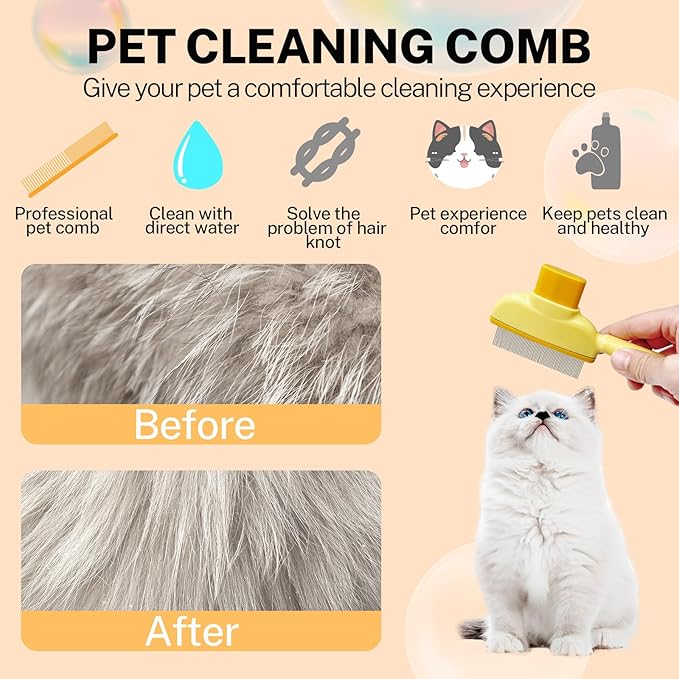 Flea Comb for Cats Dogs Brush for Shedding Pet Hair Removal Comb with Long & Short Stainless Steel Teeth for Deshedding-PurrikoPets