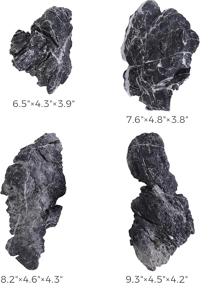 6-8 Inches Natural Seiryu Stone 4 PCS Aquarium Rocks for Aquascaping, Aquarium Landscaping, Terrariums, Fish Tank Decoration, Vivariums, Paludarium, Reptile and Amphibian Enclosures-PurrikoPets