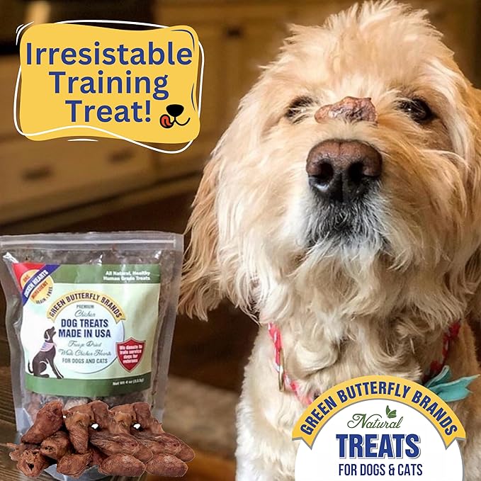 Freeze Dried Chicken Heart Dog Treats Made In USA. All Natural Freeze-Dried Raw Snacks for Dogs and Cats. One Ingredient. High Protein. Heart Health. Irresistible Training Treat-PurrikoPets