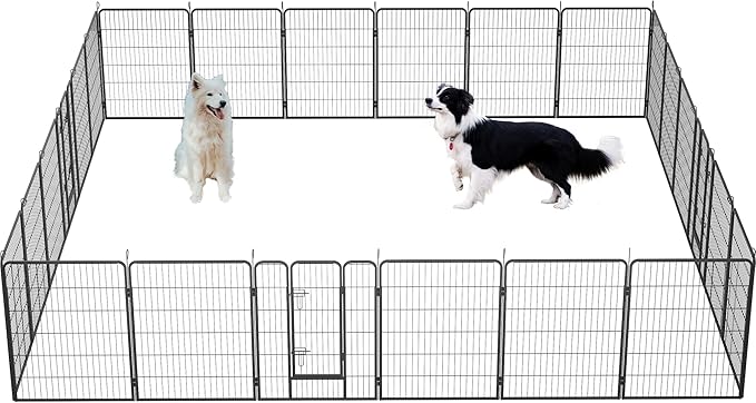 Dog Playpen, Outdoor Dog Fence, 24 Panels, 40" H Dog Pen for Medium/Small Dogs, Heavy Duty Metal Pet Fence with Gate, Portable Dog Fence for RV Camping and Yard (Black)-PurrikoPets