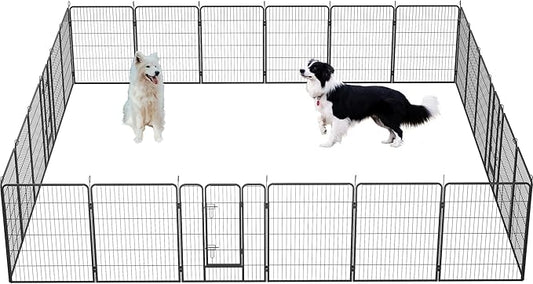 Dog Playpen, Outdoor Dog Fence, 24 Panels, 40" H Dog Pen for Medium/Small Dogs, Heavy Duty Metal Pet Fence with Gate, Portable Dog Fence for RV Camping and Yard (Black)-PurrikoPets