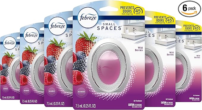 Febreze Small Spaces Air Freshener, Wild Berries, Odor Eliminator for Strong Odors (Pack of 6)-PurrikoPets