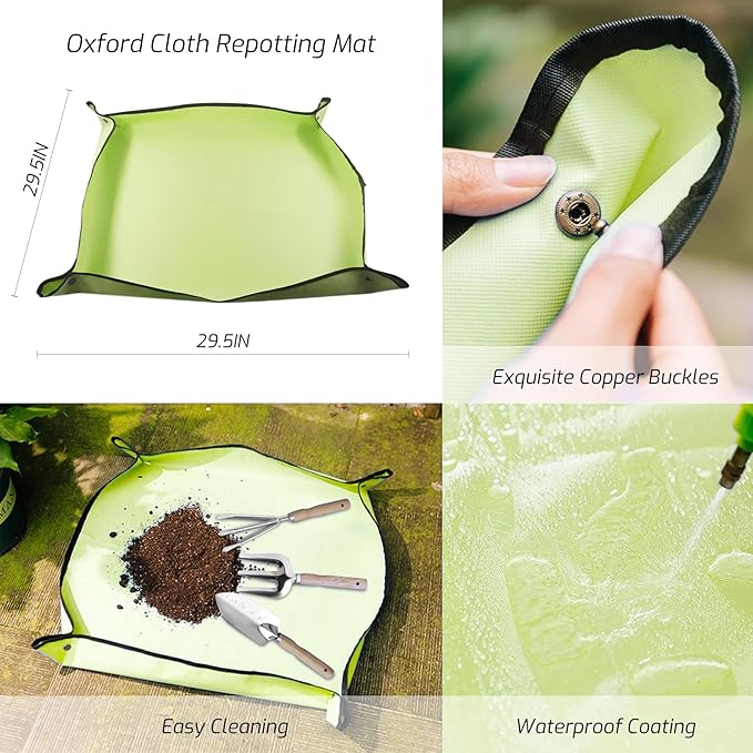 13-Piece Garden Tools Set with Tote Bag & Apron, Repotting Mat - Stainless Steel Heavy Duty Planting Kit, Ergonomic Non-Slip Handles - Gardening Gift for Women, Mom, Home Gardeners-PurrikoPets