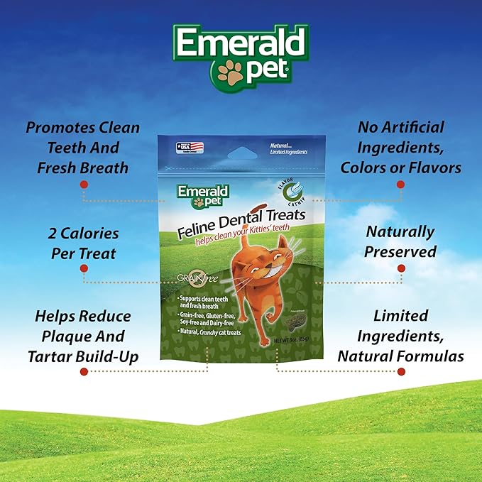 Feline Dental Treats — Tasty and Crunchy Cat Dental Treats Grain Free — Natural Dental Treats to Clean Cat Teeth, Freshen Cat Breath, and Reduce Plaque and Tartar Buildup — Catnip Treats, 3 oz-PurrikoPets