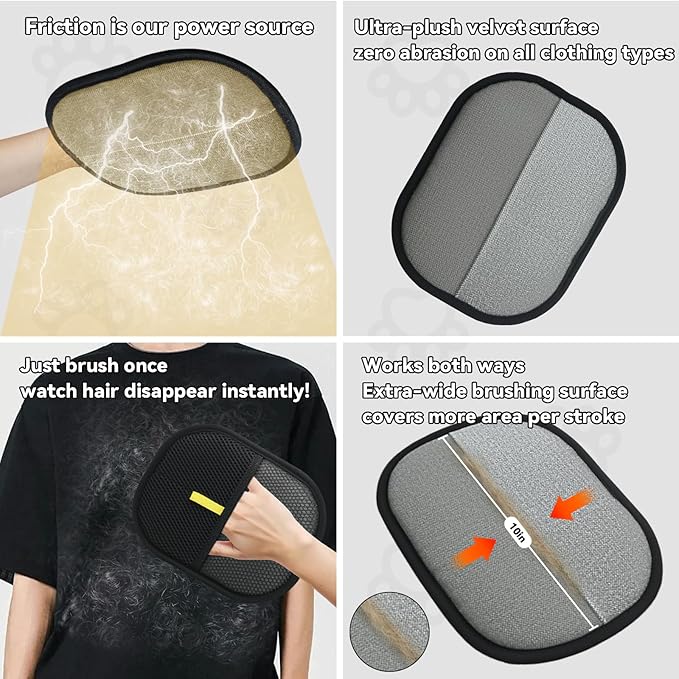 2 Pet Hair Removal Gloves, 2 Flea Combs for Cats and Dog，Reusable Electrostatic Gloves and Long & Short Flea Combs, 4 PCS pet hair removal tools-PurrikoPets