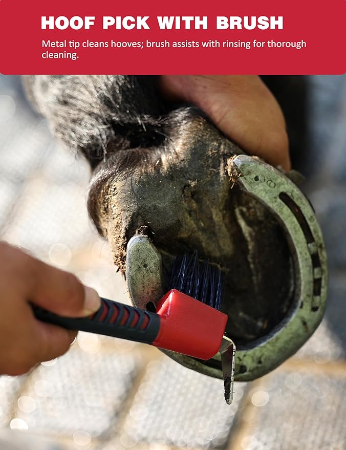 9PCS Horse Grooming Kit Curry Comb Sweat Scraper Horse Bathing Supplies Grooming Tools with Storage Bag Shadowberry-PurrikoPets