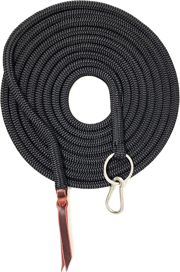 22' Long Line with SS O Ring and Carabiner (Black)-PurrikoPets