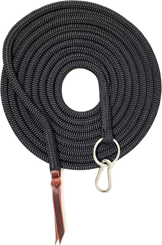 22' Long Line with SS O Ring and Carabiner (Black)-PurrikoPets