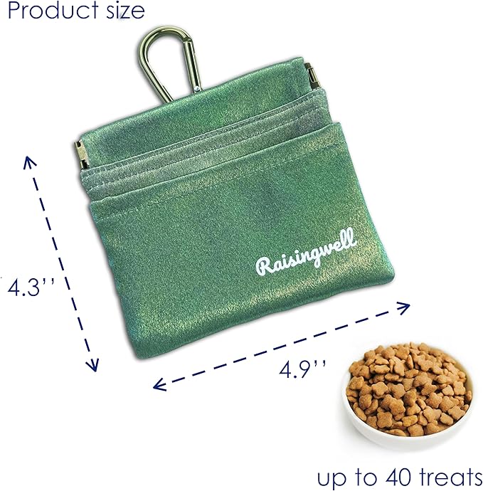 Dog Treat Pouch, Pocket Sized Pet Training Pouch, Hand Free Bronze Dog Walking Bag with Carabiner, Self-Closing Pet Feed Snack Reward, for Puppy Travel or Outdoor Use, NanoPTC-PurrikoPets