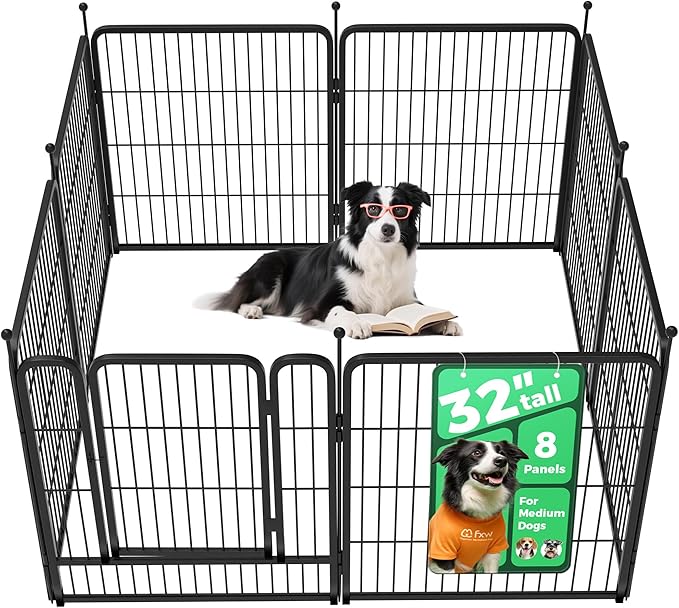 FXW Rollick Unleashed Dog Playpen for Indoor, Yard, RV Camping, 32 inch 8 Panels for Small and Medium Dogs│Patented-PurrikoPets