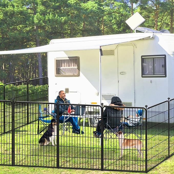 Dog Playpen 40 inch 20 Panels Indoor Outdoor Dog Pen for Large/Medium/Small Dogs Heavy Duty Metal Dog Fence Outdoor for Yard, Puppy Playpen with Door Portable Pet Fence for RV Camping Yard-PurrikoPets