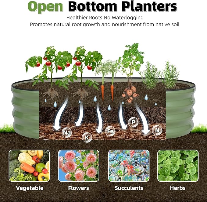 G GOOD GAIN Galvanized Metal Raised Garden Bed Kit - 4x2x1FT Outdoor Planter Box with Safety Edging and Gloves for Vegetables, Fruits, Flowers(Oliver Green, 2PC)-PurrikoPets