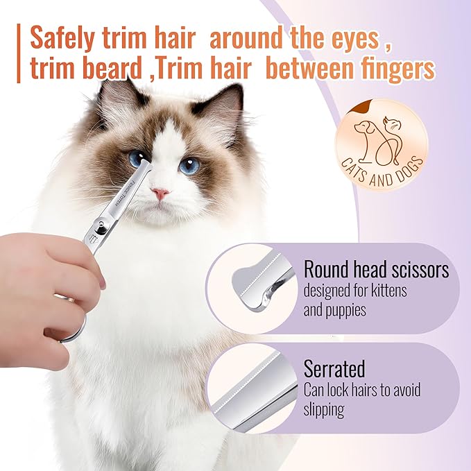 Dog Grooming Scissors: 4.75" Pet Straight Shears Made Of Advanced Stainless Steel Alloy for Trimming Dogs Cats and Other Pets Face and Paws-PurrikoPets