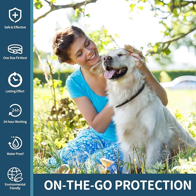 Flea and Tick Collar for Dogs 4 Pack, 32 Months Prevention, Waterproof, Adjustable for Small Medium Large Dogs Puppies (Black)-PurrikoPets