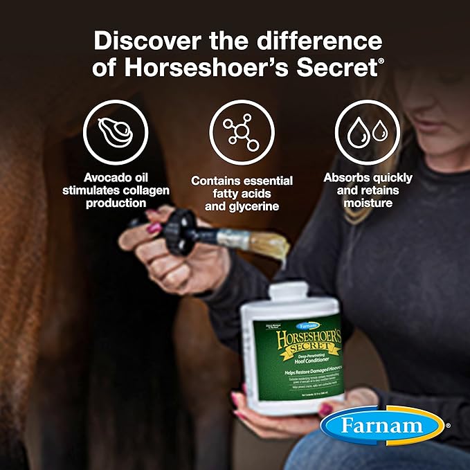 Farnam Horseshoer's Secret Deep-Penetrating Hoof Oil for Horses, Conditions Dry Hooves and Prevents Cracks, Splits and Contracted Heels, Contains Avocado Oil, 32 Oz.-PurrikoPets