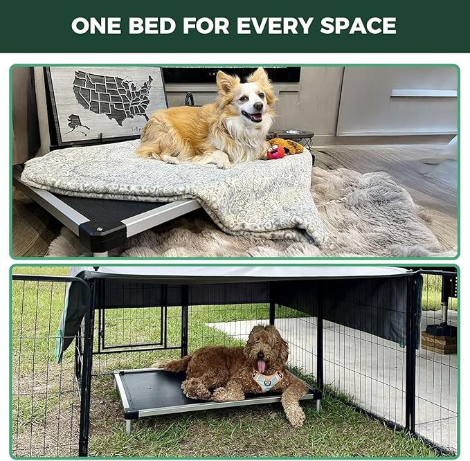 FXW TitanNest Chew-Proof Elevated Dog Bed, Raised Cot for Indoor/Outdoor/Camping Use, Durable & Waterproof Cooling Pet Bed for Extra-Small Dogs, 29.0" L x 18.0" W x 4.5" H, Black-PurrikoPets