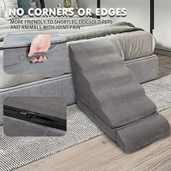 Dog Stairs & Steps for High Beds 30 Inches Tall, LitaiL 6 Steps Pet Stairs/Steps for Beds 24-30inch High for Small Large Dogs, Non-Slip Dog Ramps/Ladder for Old Dogs/Cats-PurrikoPets