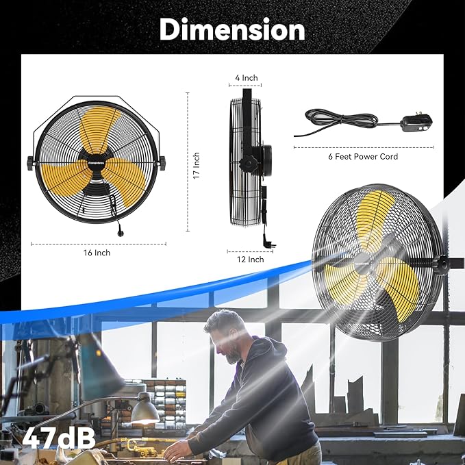 2PCS 2600 CFM 14 inch Outdoor High Velocity Wall Mounted Fan, 3-Speed Metal Fans with IP44 Enclosure Motor, Industrial Grade Weatherproof Wall Fan for Patio, Greenhouse, Garage, and Gazebo-PurrikoPets