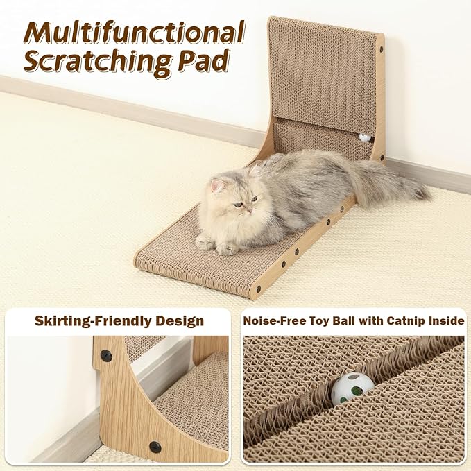 2-Pack Cat Scratching Board, 25.6'' Tall Cardboard L Shape Vertical Cat Scratchers for Indoor Cats, Cat Scratching Post for Wall and Couch, Large-PurrikoPets