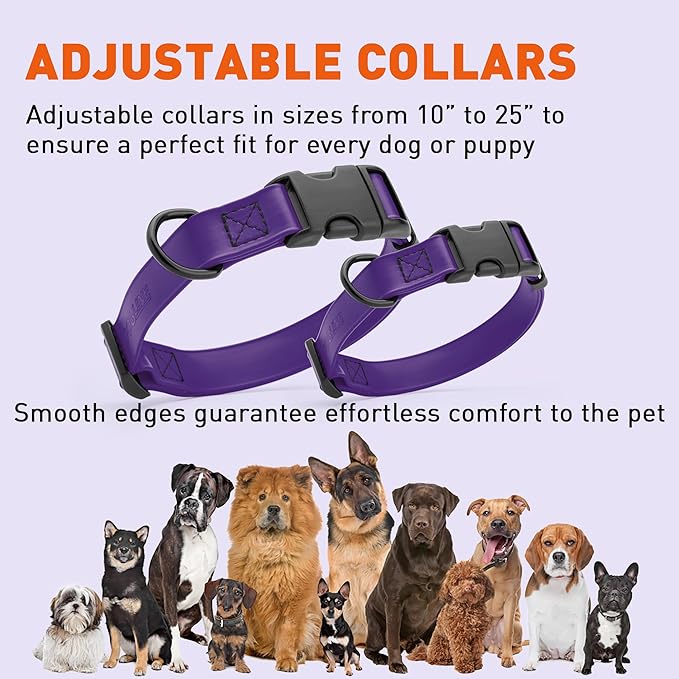Dogline Biothane Waterproof Dog Collar with Quick Release Buckle Strong Coated Nylon Webbing with Odor- Proof for Easy Care Easy to Clean Fits Small Medium Large Dogs, Purple 3/4" W 12-19" L-PurrikoPets