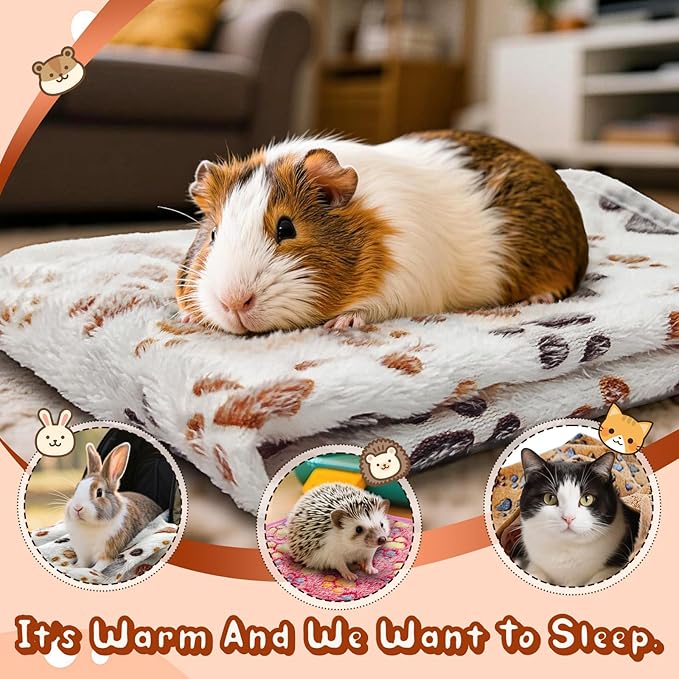 3 Pcs Washable Guinea Pig Blankets Absorbent Small Animal Fleece Bedding Cage Liners Reusable Pet Pee Pad Sleep Mat Pad Cover for Hamster Ferret Rabbit Chinchilla Hedgehog (Multi, Muitisize)-PurrikoPets