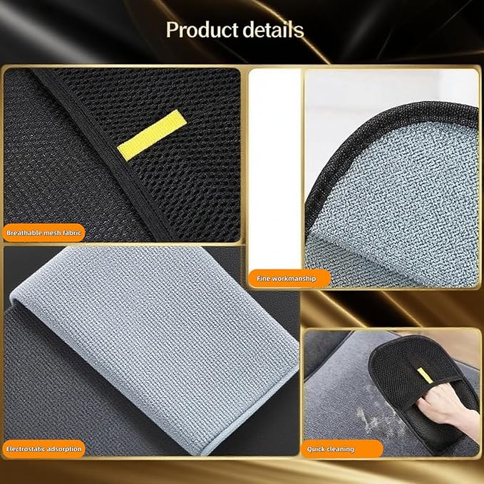 2Pcs Pet Hair Removal Gloves for Dogs and Cats, 2025 Upgraded Electrostatic Magic Hair Remover Glove,Reusable for Couch, Car Seat, Clothing, Carpet, Furniture & Bed Sheets(Black)-PurrikoPets