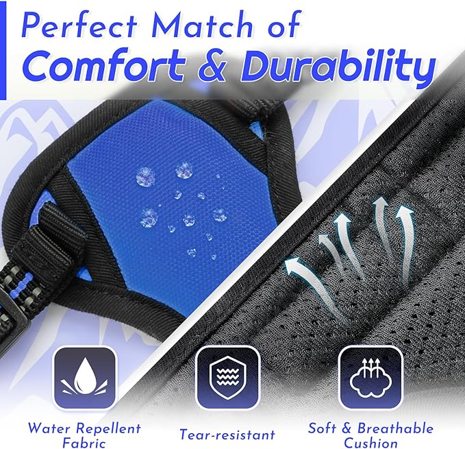 Eagloo Small Dog Harness No Pull, Service Vest with Reflective Strips and Control Handle, Adjustable and Comfortable for Easy Walking, No Choke Pet Harness with 2 Metal Rings, Blue, XS-PurrikoPets