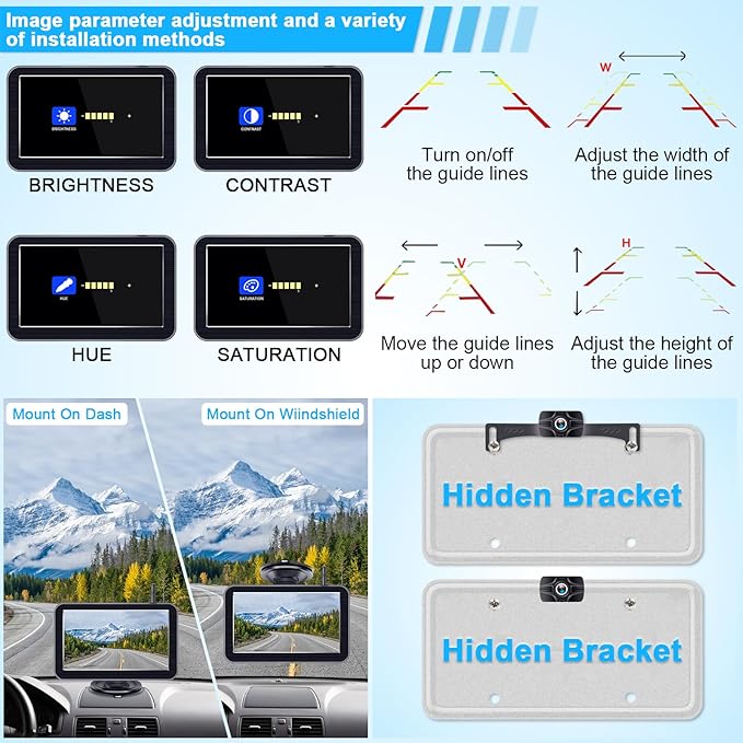 7-Inch Wireless Backup Camera for Truck - 2 Channel, DIY Grid Lines, HD 1080P, Night Vision, IP69K Waterproof, Backup Camera for Truck, Pickup, Trailer, Cars - Parking Safety & Towing Assistance-PurrikoPets