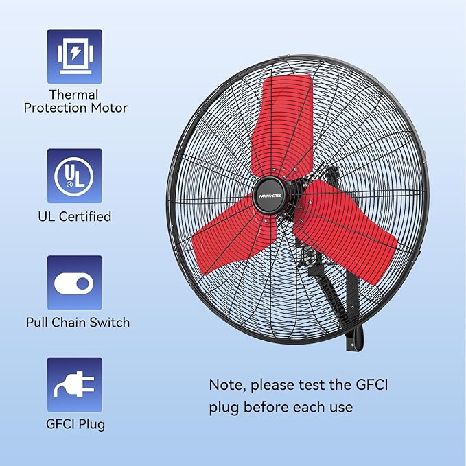 24 Inch 9500 CFM Waterproof Wall Fan Pro Series - Outdoor High Velocity Wall Mount Fan with Enclosed Motor for Residential, Warehouse, Patio, Shop, Garage, Barn UL Safety Listed-PurrikoPets