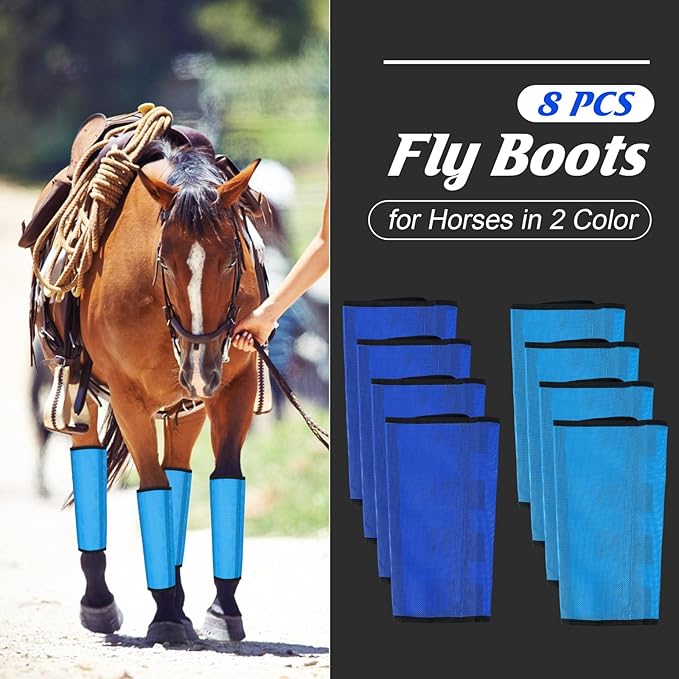 8 Pcs Mesh Fly Boots for Horse Breathable Mesh Horse Boots Protective Horse Leg Wraps Horse Leggings for Preventing Flies and Mosquitoes Bites (Light Pink, Dark Pink)-PurrikoPets
