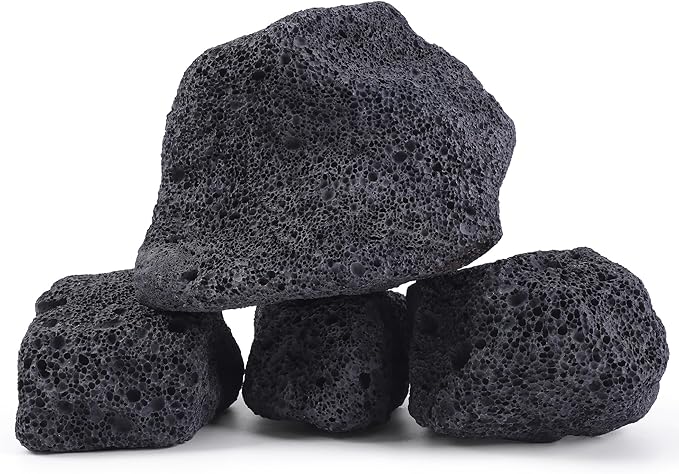 2-6 Inches Large Natural Black Lava Rock 4 PCS Aquarium Rocks for Aquascaping, Aquarium Landscaping, Terrariums, Fish Tank Decoration, Vivariums, Paludarium, Reptile and Amphibian Enclosures-PurrikoPets