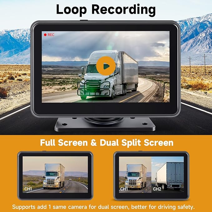 AHD1080P Wired Backup Camera with 7'' Touch Screen Monitor, Rear View Camera System for Truck/RV/Trailer/Skid Steer/Tractor, Colorful Night Vision&10G Vibration Truck Rv Camera System-PurrikoPets