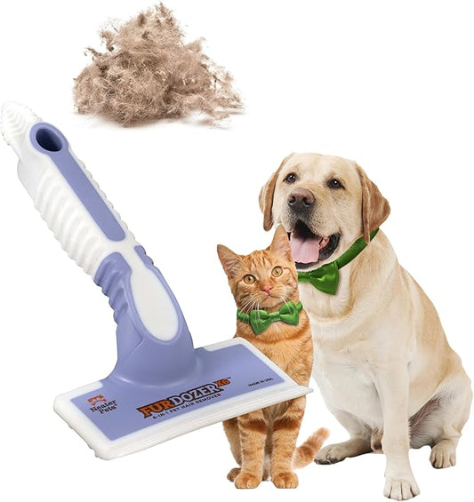 FurDozer X6 Pet Hair Remover & Auto Detailing Tool - Cat & Dog Hair Remover for Carpets, Car Interiors, Couches, Bedding, & Furniture - Reusable Pet Hair Removal Tool for Cat & Dog Fur & Lint, Purple-PurrikoPets
