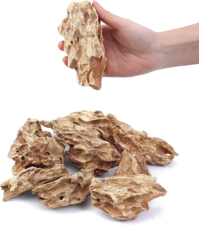 2-4 Inches Natural Dragon Stone 10 PCS Aquarium Rocks for Aquascaping, Aquarium Landscaping, Terrariums, Fish Tank Decoration, Vivariums, Paludarium, Reptile and Amphibian Enclosures-PurrikoPets