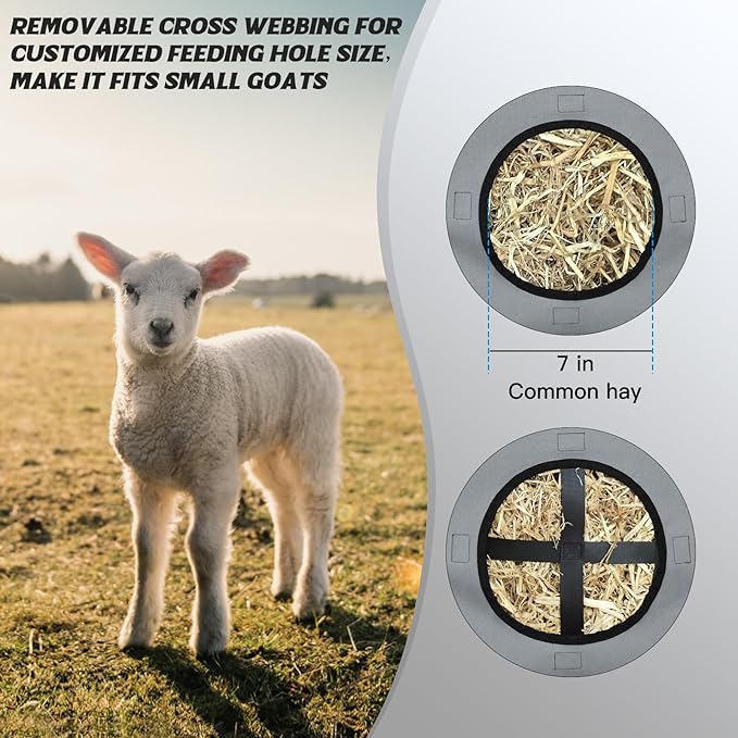 3 PCS Goat Hay Feeder,Hay Bags for Horses,Goats,Donkeys with Reinforced Oxford Fabric and High Strength Metal Clasp,Horse Feeding Supplies with Adjustable Strap for Easy Hanging (2Grey+1Black)-PurrikoPets