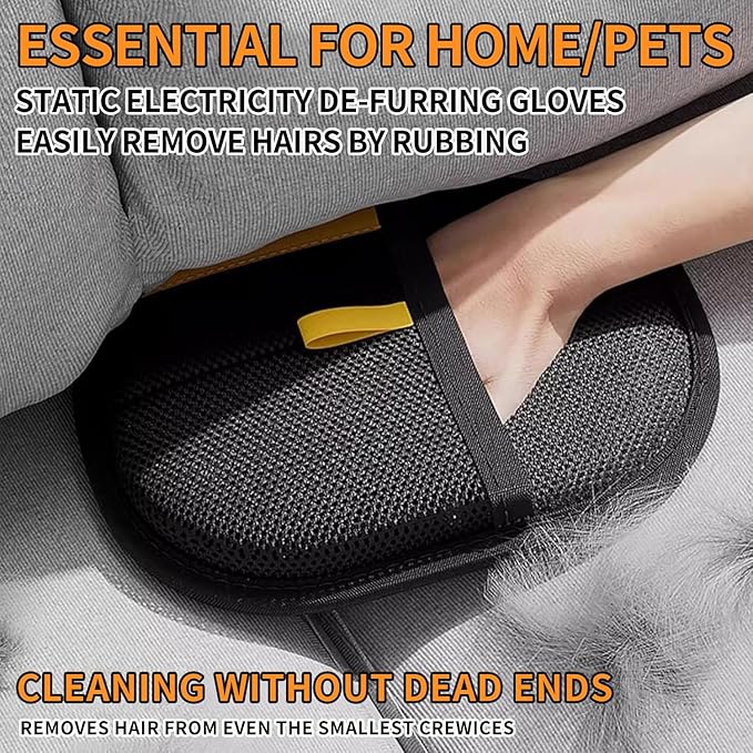 2 Pcs Electrostatic Gloves Pet Hair Removal,Reusable Pet Cat Dog Hair Removal Grooming Gloves Brush Tool-PurrikoPets