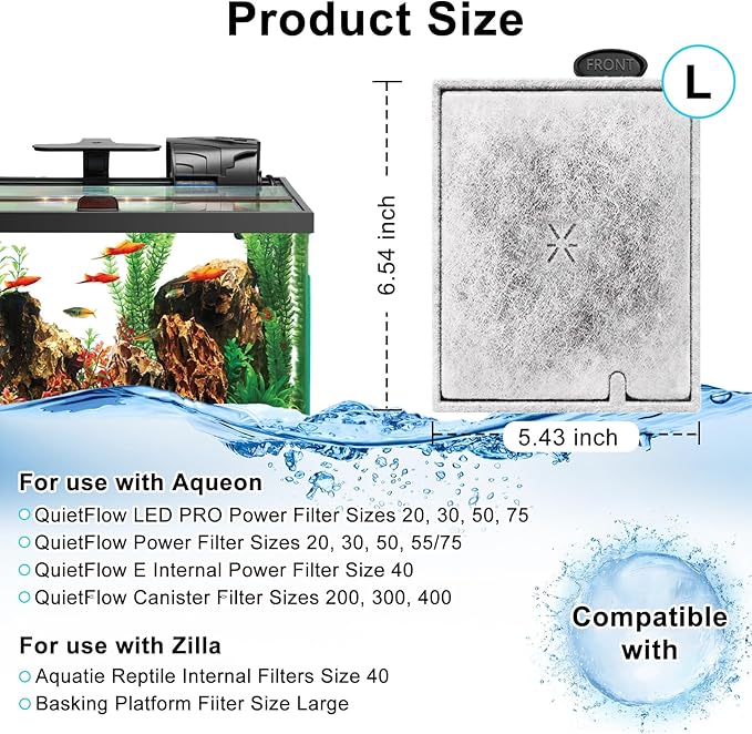 16 Pack Large Filter Cartridges Compatible with Aqueon QuietFlow Filter LED PRO Size 20,30,50,75/Power Filter Size 20,30,50,55/75, E Internal Size 40 Canister Filter-PurrikoPets