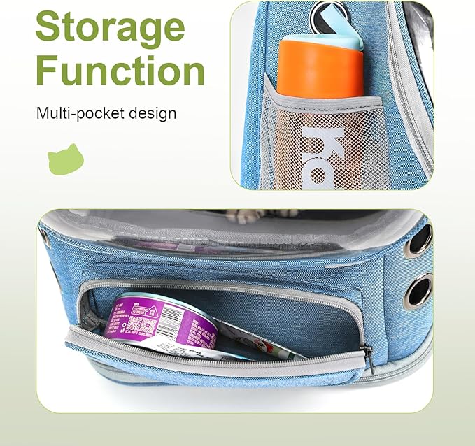 Expandable Cat Backpack,Cat Bubble Backpack Carrier for Carrying Cats, Pets and Small Dogs,Airline-Approved,Designed for Travel, Hiking, Walking,Car （Blue-PurrikoPets