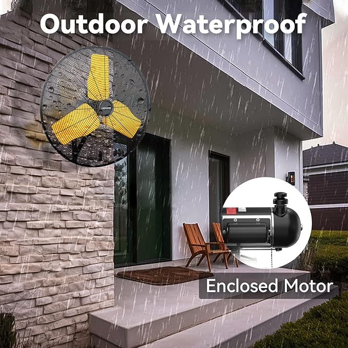 24 Inch 9500 CFM Waterproof Wall Fan Pro Series - Outdoor High Velocity Wall Mount Fan with Enclosed Motor for Residential, Warehouse, Patio, Shop, Garage, Barn UL Safety Listed-PurrikoPets