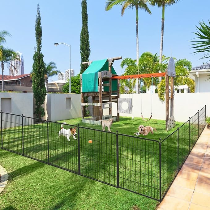 Dog Playpen 32 inch 20 Panels Indoor Outdoor Dog Pen for Medium/Small Dogs Heavy Duty Metal Dog Fence Outdoor for Yard, Puppy Playpen with Door Portable Pet Fence for RV Camping Yard-PurrikoPets