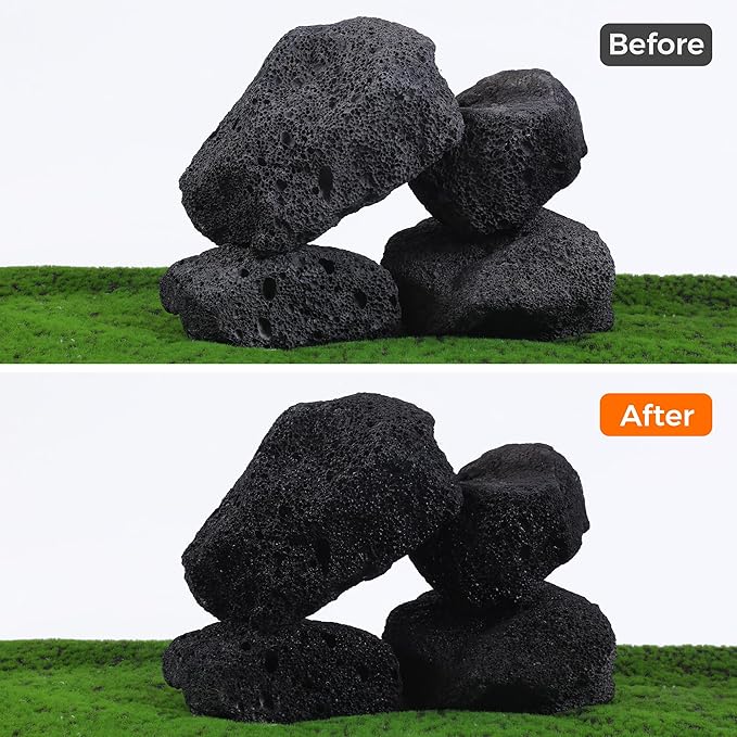 6-8 Inches Large Natural Black Lava Rock 4 PCS Aquarium Rocks for Aquascaping, Aquarium Landscaping, Terrariums, Fish Tank Decoration, Vivariums, Paludarium, Reptile and Amphibian Enclosures-PurrikoPets