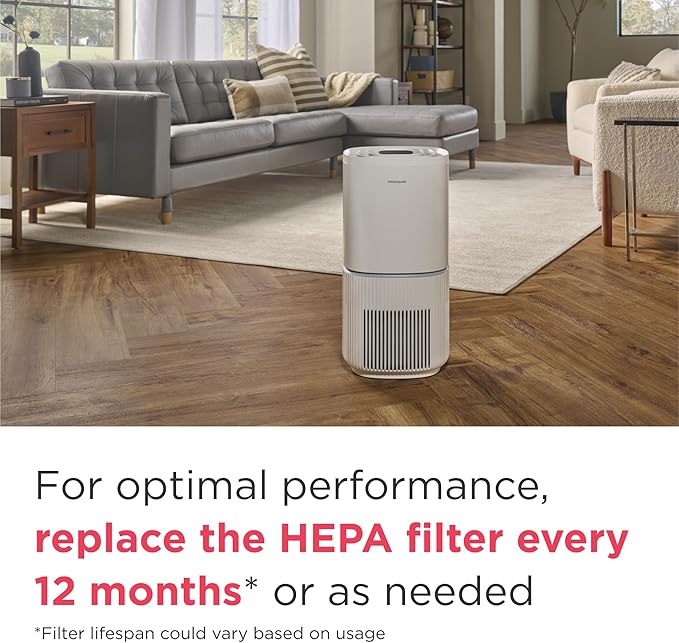 Frigidaire PureA300 XL HEPA Air Purifier with Wi-Fi for Large Rooms, Covers up to 1,685 Sq. Ft., 3-Stage Filtration, Energy Star Certification, Air Quality Monitoring, Smart Mode, Ultra Quiet, White-PurrikoPets