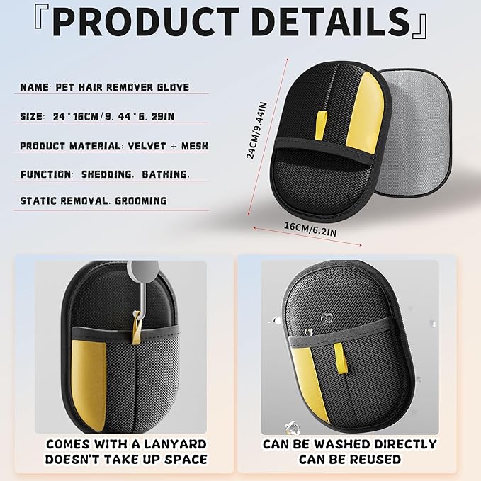 2025 New Pet Hair Removal Glove for Cats & Dogs, Grooming Gloves for Dogs, Static Removal Gloves for Pet Hair, Reusable Pet Hair Remover Glove(3)-PurrikoPets