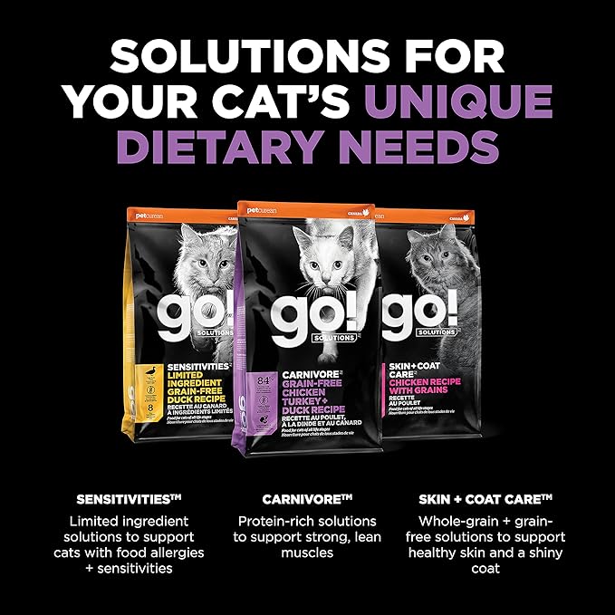 Go! Solutions Carnivore, Grain-Free, Protein Rich Dry Cat Food, Chicken, Turkey and Duck Recipe, 16 lb Bag-PurrikoPets