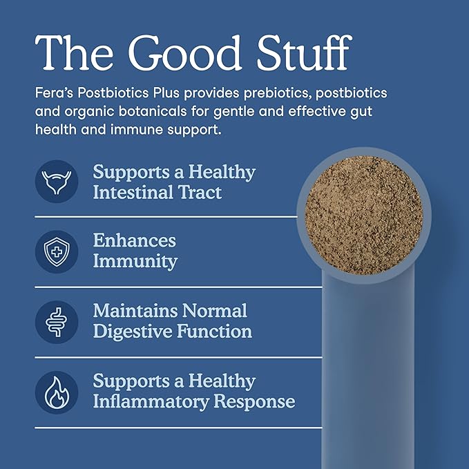 Fera Pets Postbiotics Plus Prebiotics for Dogs & Cats - with Slippery Elm - Promotes Optimal Digestive Health & Inflammatory Response - Enhances Immunity - 120 Scoops-PurrikoPets