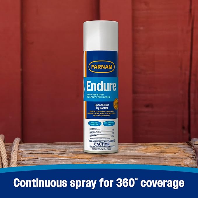 Farnam Endure Sweat-Resistant Fly Spray for Horses, Protects Against Lyme Disease, 15 oz-PurrikoPets